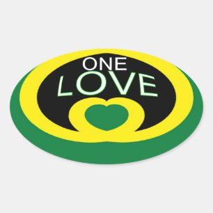 Jamaica heart flag one love heart design oval sticker