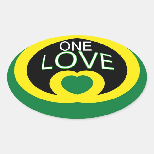 Jamaica heart flag one love heart design oval sticker (Front)
