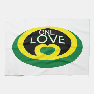 Jamaica heart flag one love heart design tea towel