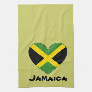 Jamaica Heart Flag Tea Towel
