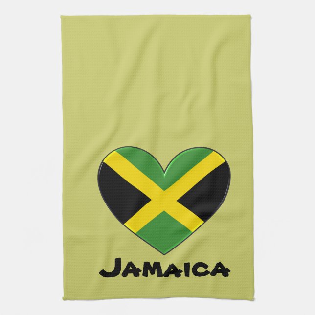 Jamaica Heart Flag Tea Towel (Vertical)