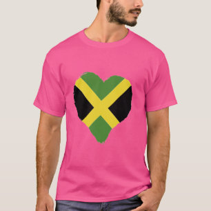 Jamaica Heart Origin Jamaican Flag Roots Vacation T-Shirt