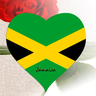 Jamaica Heart Sticker, Patriotic Jamaican Flag Heart Sticker