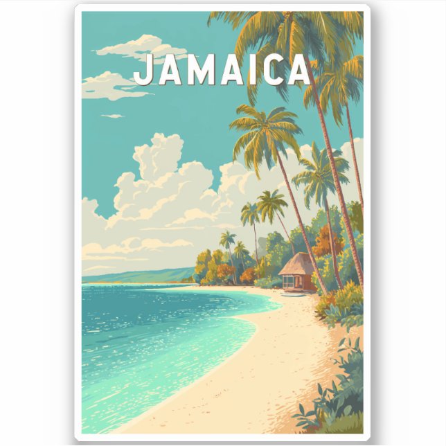 Jamaica Illustration Travel Art Vintage (Front)