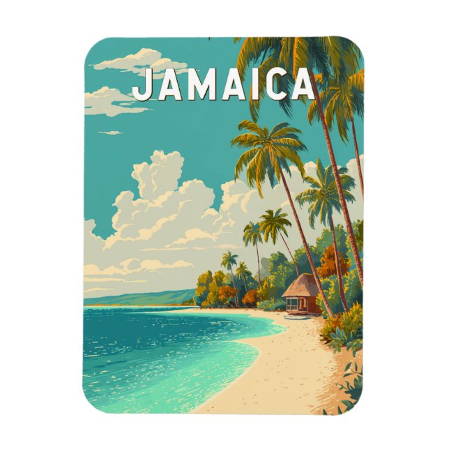 Jamaica Illustration Travel Art Vintage Magnet (Vertical)