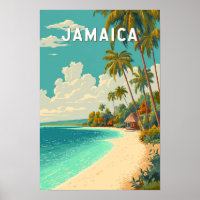Jamaica Illustration Travel Art Vintage