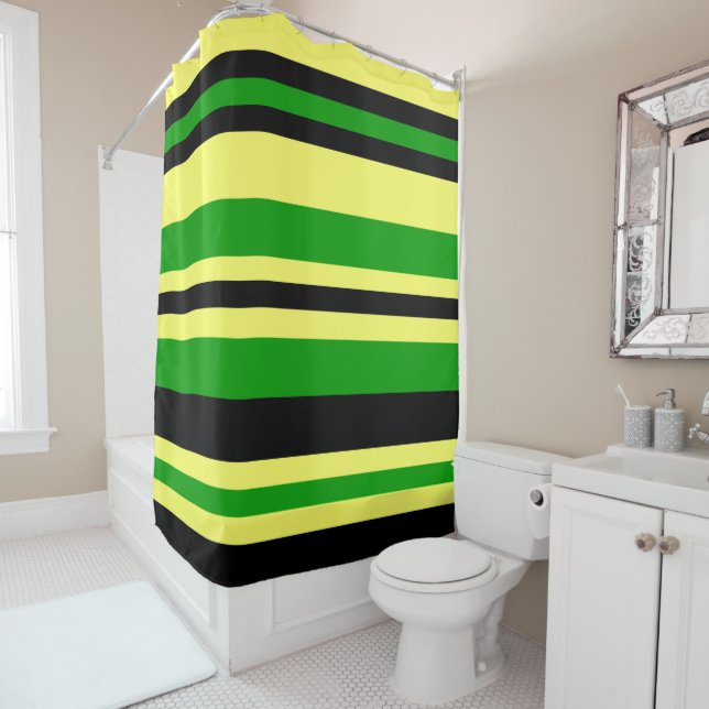 Jamaica Inspired Stripes Shower Curtain (In Situ)