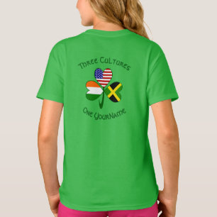 Jamaica Ireland USA Shamrock Personalised Text T-Shirt