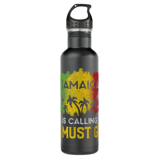 Jamaica Is Calling I Must Go Beach Vacation Sunset 710 Ml Water Bottle (Front)