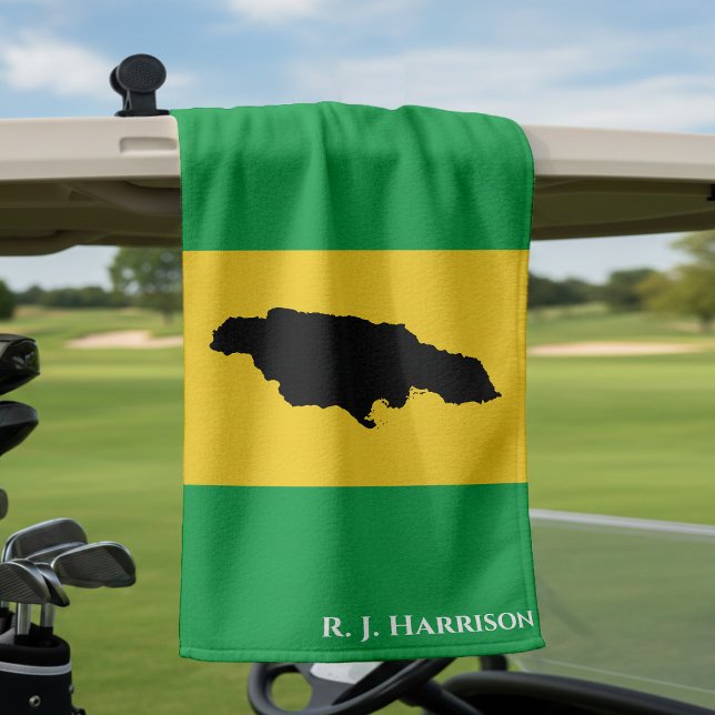 Jamaica Island Green Black Gold Jamaican Flag Golf Towel (Creator Uploaded)