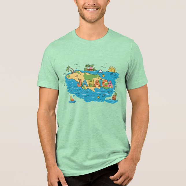 Jamaica island map Tri-Blend shirt (Front)