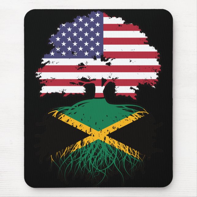 Jamaica Jamaican American USA Tree Roots Flag Mouse Mat (Front)