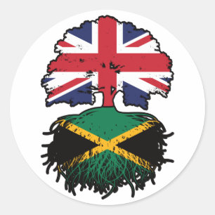 Jamaica Jamaican British UK Tree Roots Flag Classic Round Sticker
