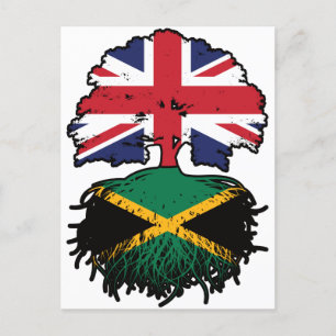 Jamaica Jamaican British UK Tree Roots Flag Postcard
