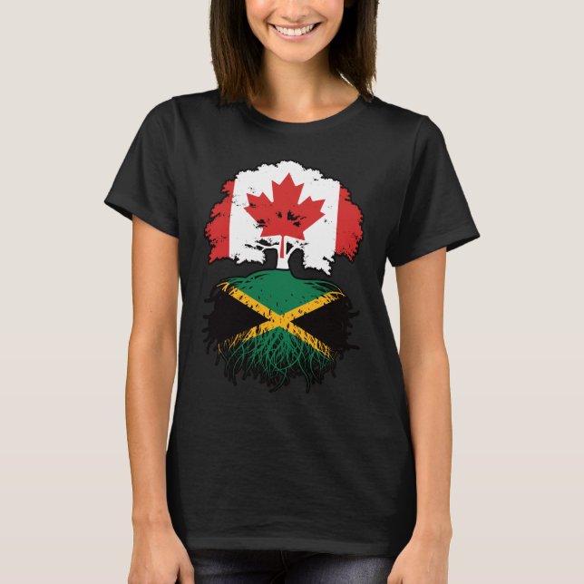 Jamaica Jamaican Canadian Canada Tree Roots Flag T-Shirt (Front)