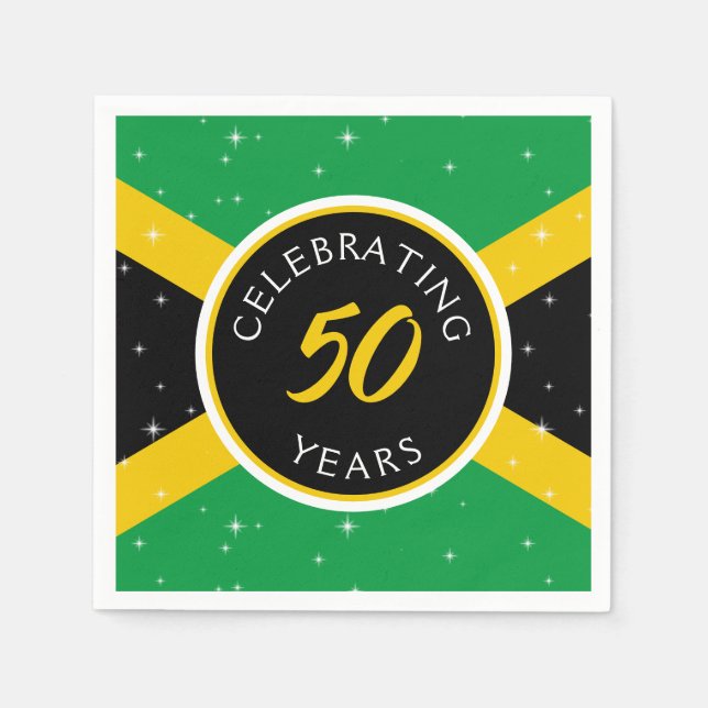 Jamaica Jamaican Flag 50 Year Birthday Anniversary Napkin (Front)