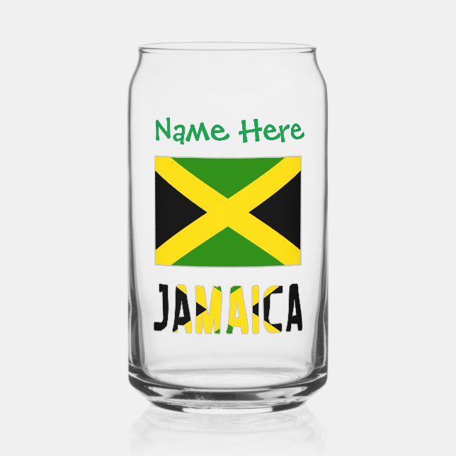 Jamaica Jamaican Flag Green Personalisation  Can Glass (Front)