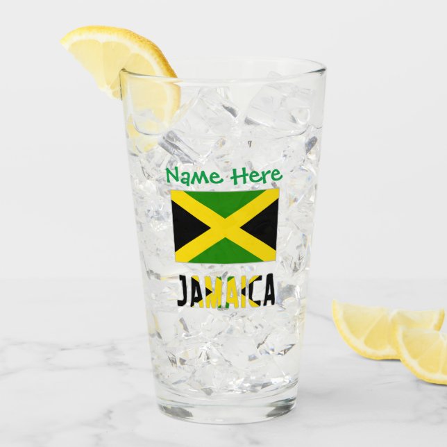 Jamaica Jamaican Flag Green Personalisation Drink Glass (Front Ice)