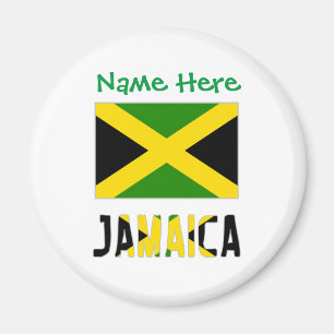 Jamaica Jamaican Flag Green Personalisation Round Magnet