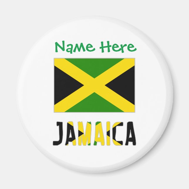 Jamaica Jamaican Flag Green Personalisation Round Magnet (Front)