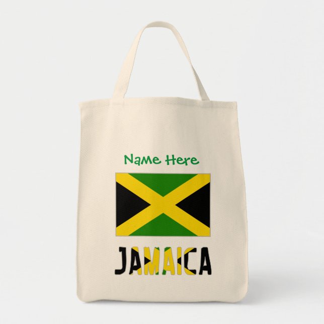 Jamaica Jamaican Flag Green Personalisation  Tote Bag (Front)