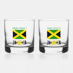 Jamaica Jamaican Flag Green Personalisation Whiskey Glass