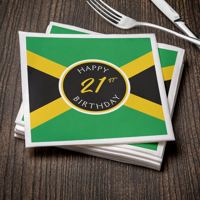 Jamaica Jamaican Flag Happy Birthday Napkin (Jamaica Jamaican Flag Happy Birthday Napkins
)