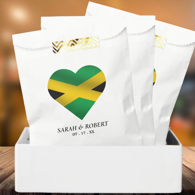Jamaica Jamaican Flag Heart Wedding Favour Bags (Jamaica Jamaican Flag Heart Wedding Favor Bag)