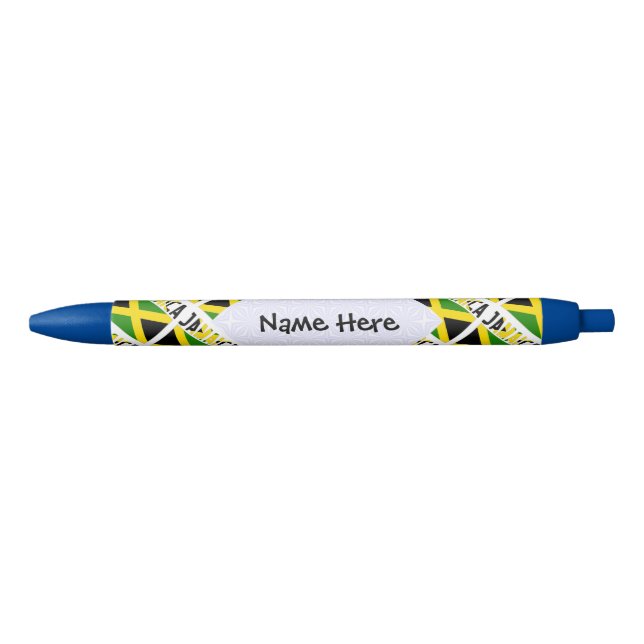 Jamaica Jamaican Flag Tiled Black Personalisation  Black Ink Pen (Front)