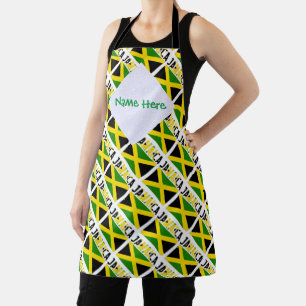Jamaica Jamaican Flag Tiled Green Personalisation  Apron