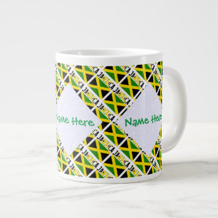 Jamaica Jamaican Flag Tiled Green Personalisation Large Coffee Mug
