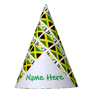 Jamaica Jamaican Flag Tiled Green Personalisation Party Hat