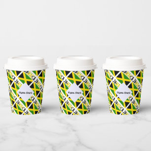Jamaica Jamaican Flag Tiled Personalised Name  Paper Cups
