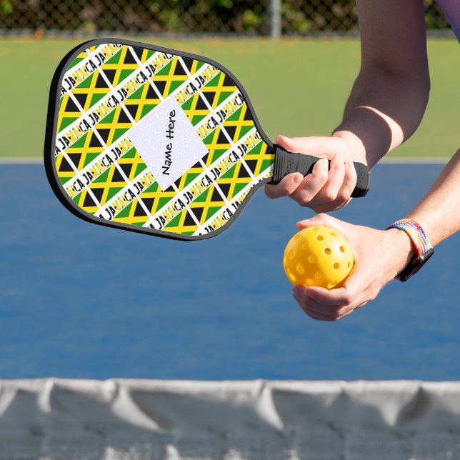 Jamaica Jamaican Flag Tiled Personalised  Pickleball Paddle (Insitu)