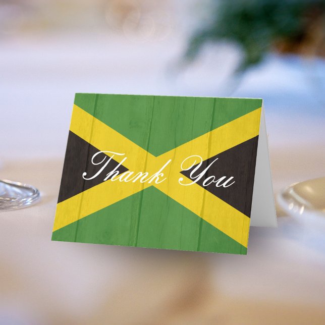 Jamaica Jamaican Wood Picture Photo Wedding Thank You Card (Jamaica Jamaican Wood Picture Photo Wedding Thank You Card)