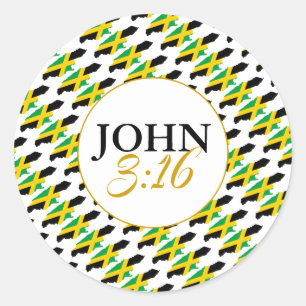 JAMAICA John 3:16 Christian Classic Round Sticker