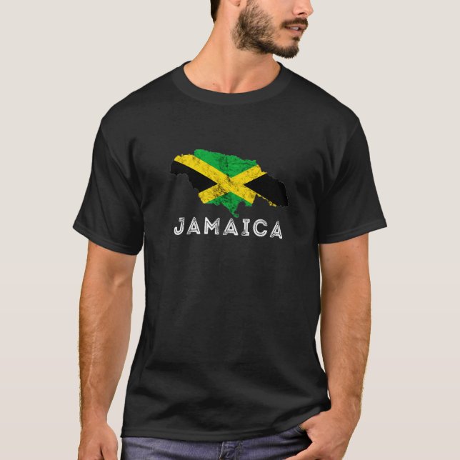 Jamaica Kingston Jamaican Pride Map Caribbean T-Shirt (Front)