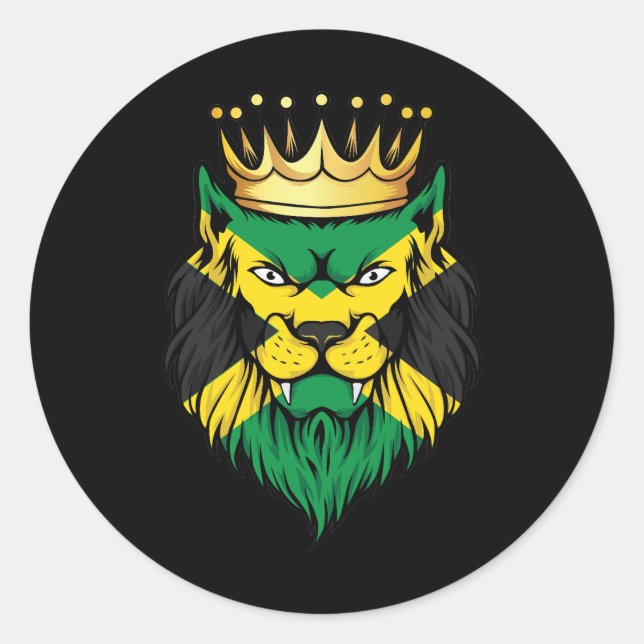 Jamaica  Lion King Flag  Classic Round Sticker (Front)
