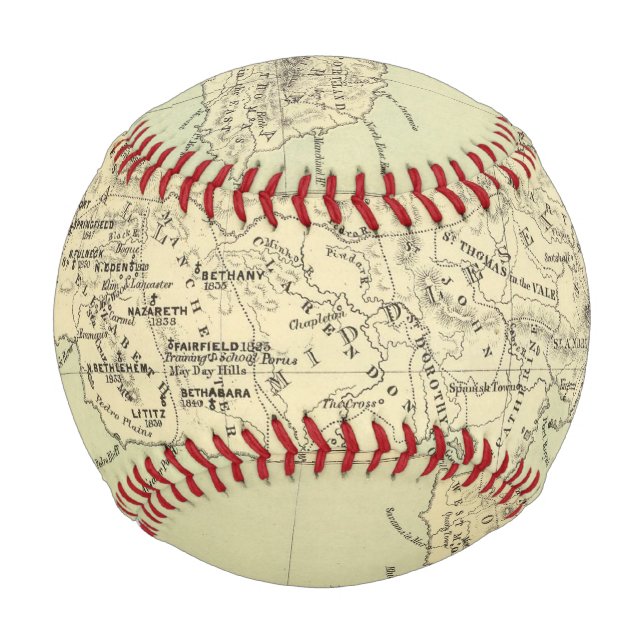 Jamaica Lithographed Map Baseball (Front)
