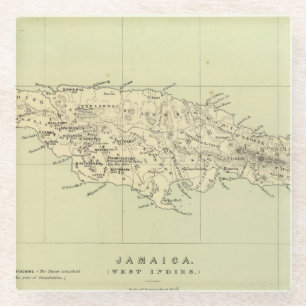 Jamaica Lithographed Map Glass Coaster