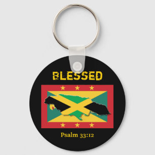 Jamaica Map    Grenada Flag   BLESSED Customizable Key Ring