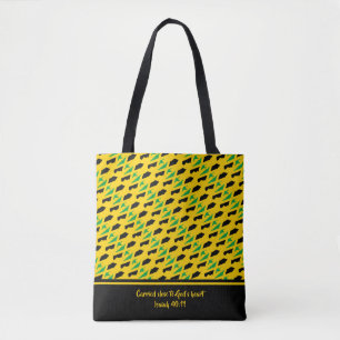 JAMAICA Map Outline   Christian Scripture   YELLOW Tote Bag