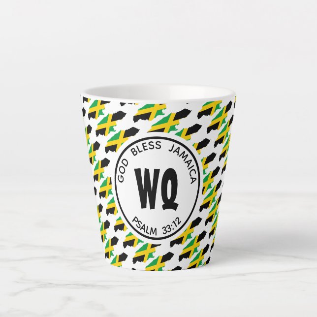 JAMAICA MAP Patriotic Customisable Jamaican Latte Mug (Front)