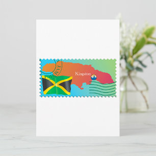 Jamaica Map Postage Stamp Style Invitation