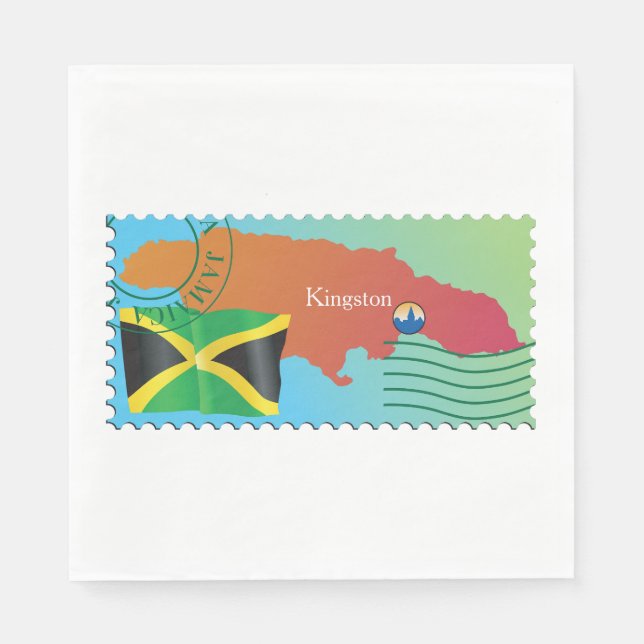 Jamaica Map Postage Stamp Style Napkin (Front)