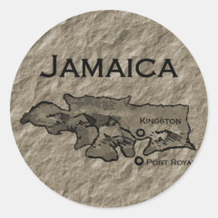 Jamaica Map (vintage) Classic Round Sticker