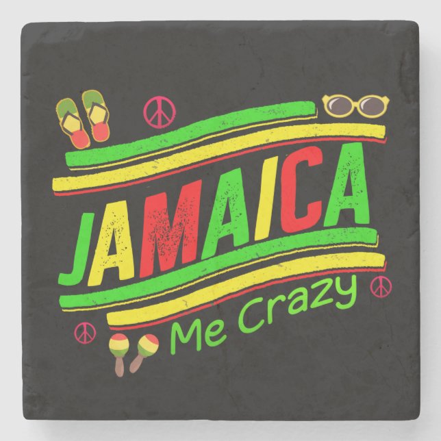 Jamaica Me Crazy Cruise Vacation Group Matching Stone Coaster (Front)