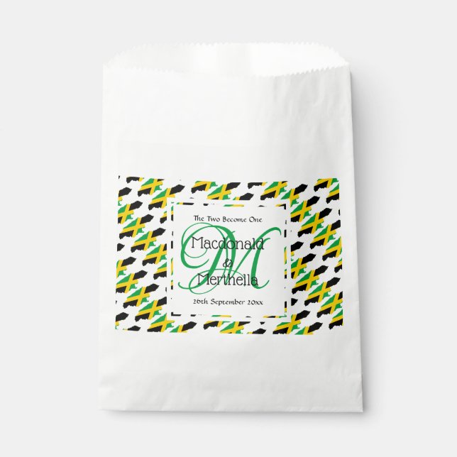 JAMAICA Monogram Custom Wedding Celebration Paper Favour Bags (Front)