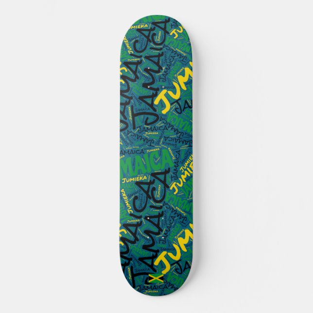 Jamaica National Pride Wordcloud Skateboard (Front)