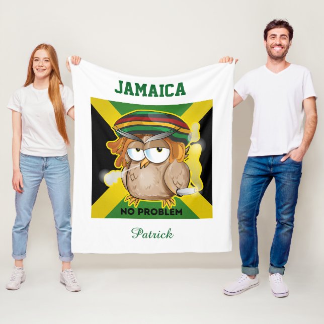 Jamaica No Problem Personalised Name  Fleece Blanket (In Situ)